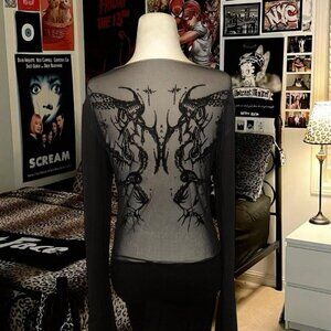 jaded london black wings mesh dress